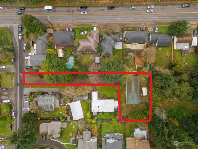 Outline is approximate, buyer to verify. There is an easement that covers the length of the driveway.