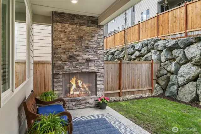 Covered Back Patio with Gas Fireplace
