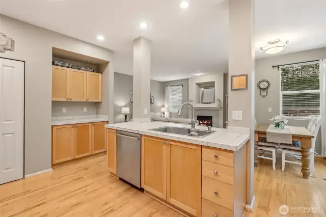 Center island is perfect for entertaining
