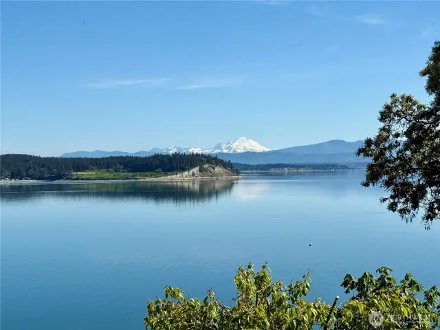 The view of Mt Baker from the covered deck.