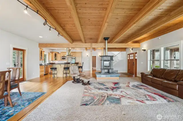 Spacious and open and complete with soapstone fireplace.