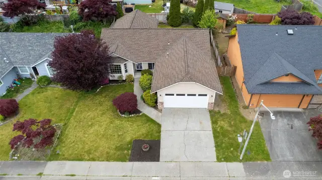 Drone photo of home. House has 3-year old roof