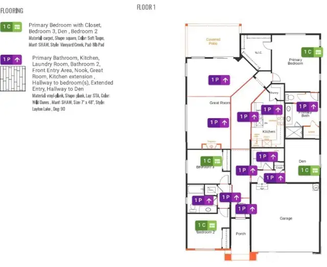 Flooring diagram for extended LVP