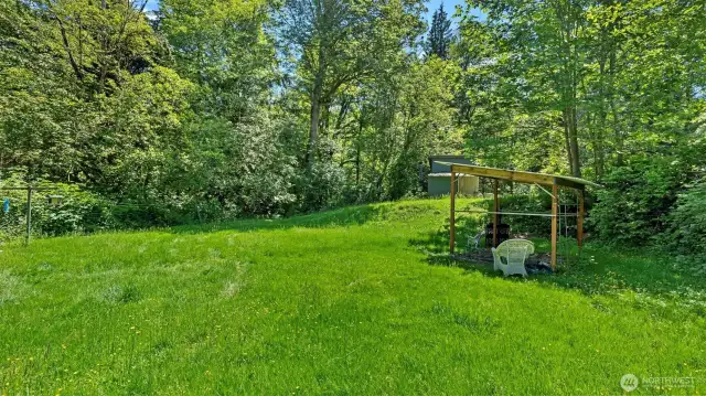 The path shown previously leads to this private, sunny backyard.