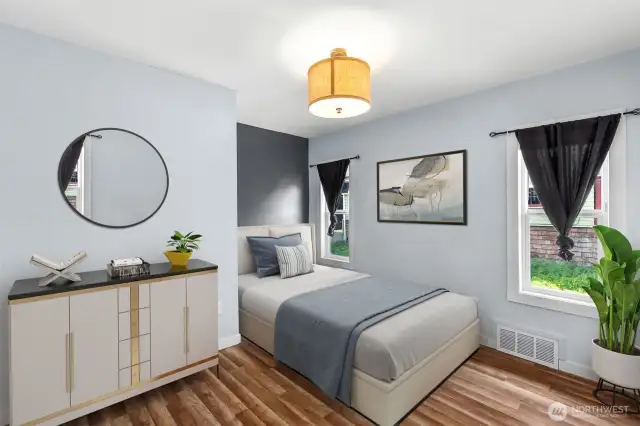 Spare bedroom, digitally staged