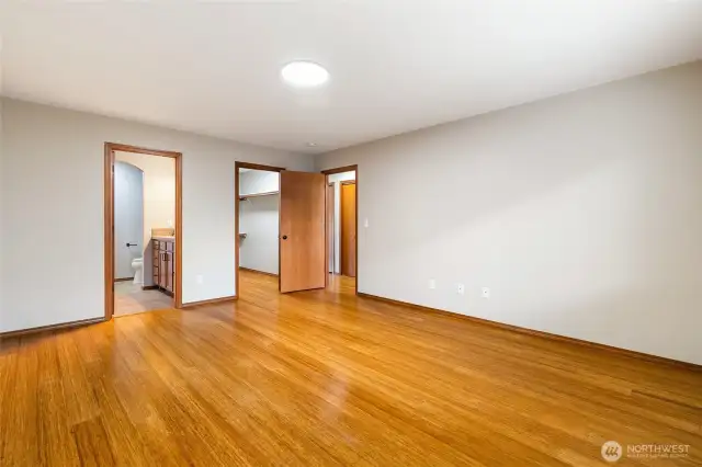 Primary has a walk-in closet and a full bathroom