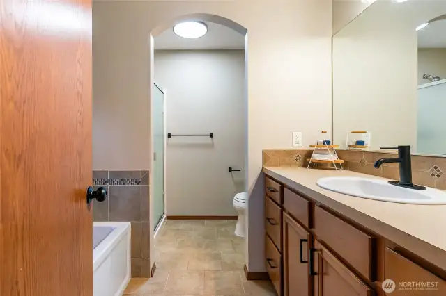 Primary bath with separate tub and shower