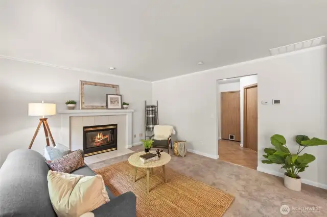 Cozy fireplace in large family room!