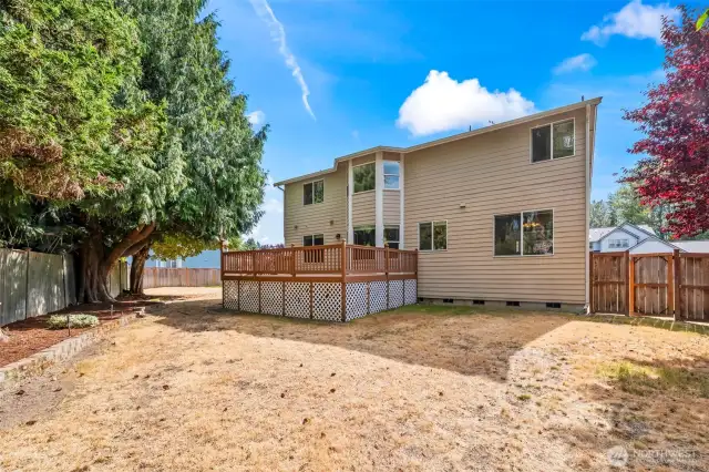 Huge fully fenced yard with sprinkler system