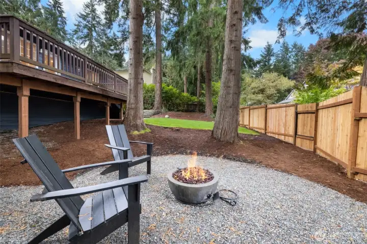 Gravel Fire Pit Area in Back Yard