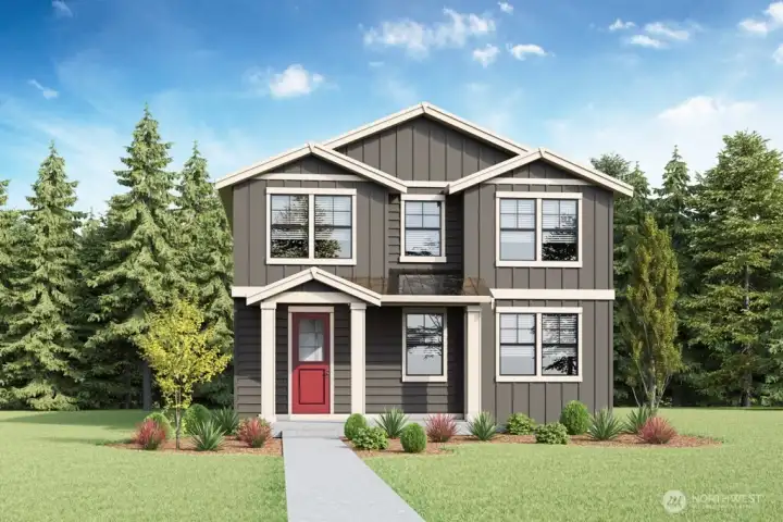 Welcome home to BRENTWOOD plan at Parkside at May Creek. Rendering is representational.