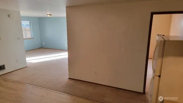 Kitchen Front room & bedroom door