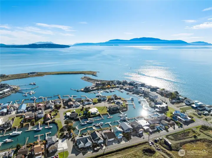 Orcas Island is to the south west, and the harbor entrance is seen here.