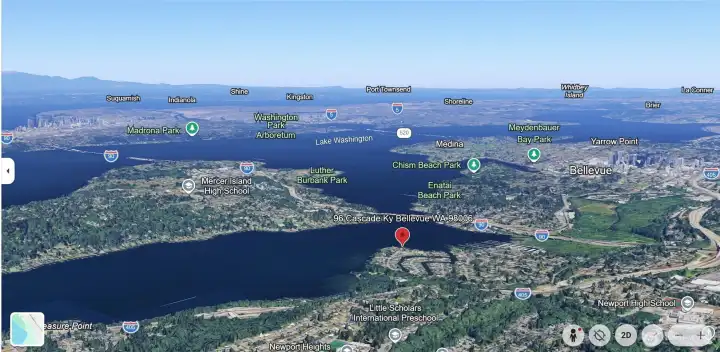 Aerial view showing proximity to DT Seattle and Bellevue