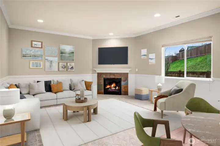 virtually staged family room