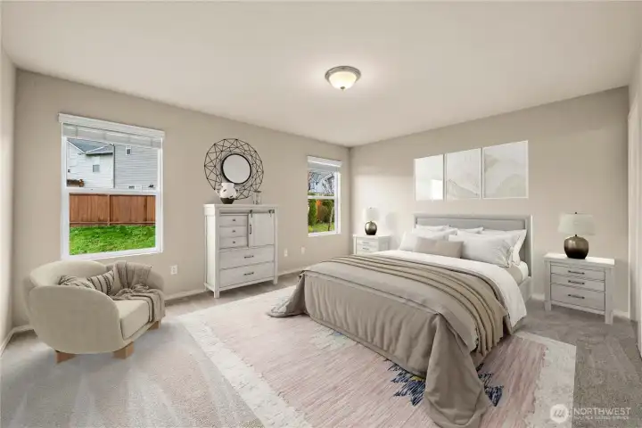 virtually staged primary suite