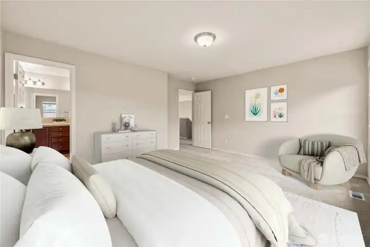 virtually staged primary suite