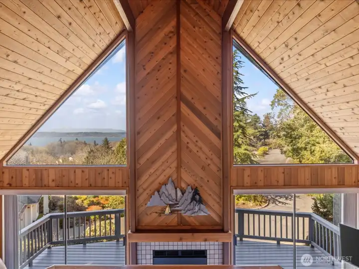 View from top of stairs  of primary bedroom