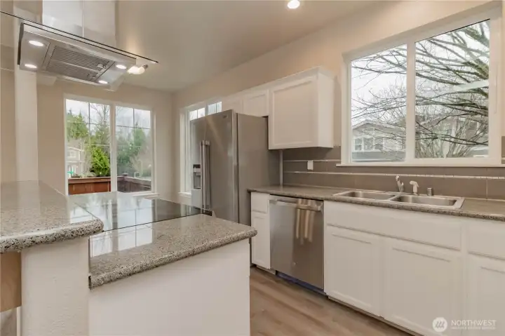 Freshly painted cabinetry