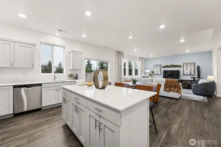 Very open concept design brings everyone together. Actual home is under construction and colors, materials, and finishes may vary. See site agent for details.