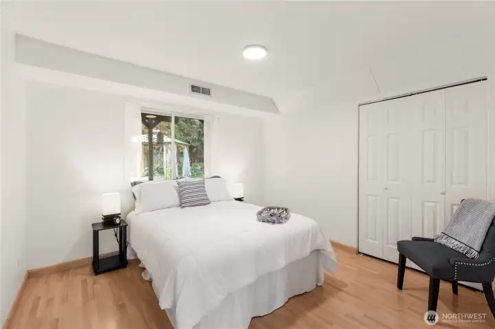 Bedroom #4, lower level. Queen size bed shown here. Bedroom #4, lower level. Queen size bed shown here.
