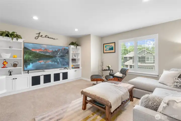 Bonus - media, game, play room with custom built-in media center!