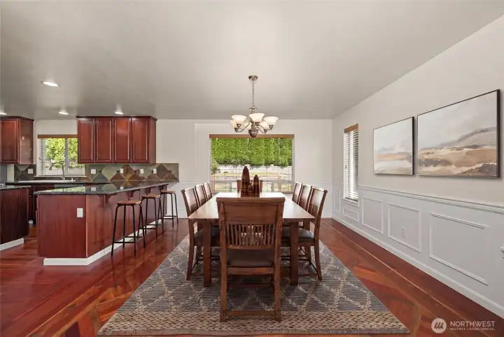 Virtually staged dining room.