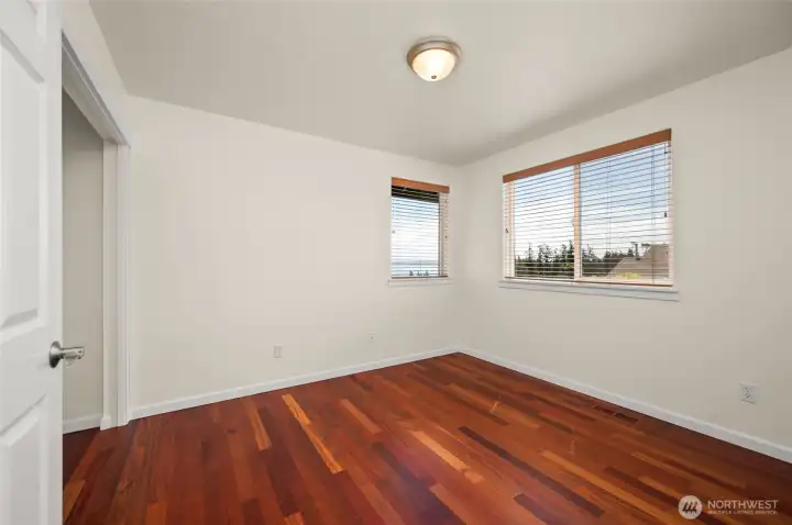 One of the bedrooms on the upper level.