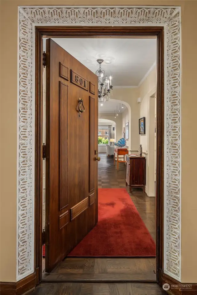 Swing open the handsome front door and find the most stunning architectural details and New York City style.