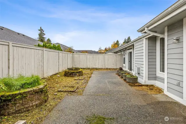 Private fully fenced back yard with great sized patio. Ready for your landscape vision!