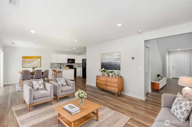 Virtually staged living area