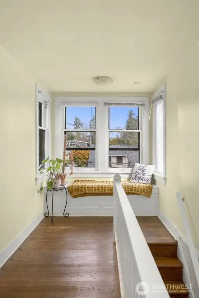 cozy window seat on the second level