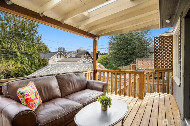 covered private back patio area