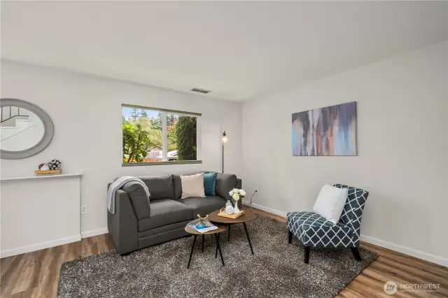 Family room on lower levelWood