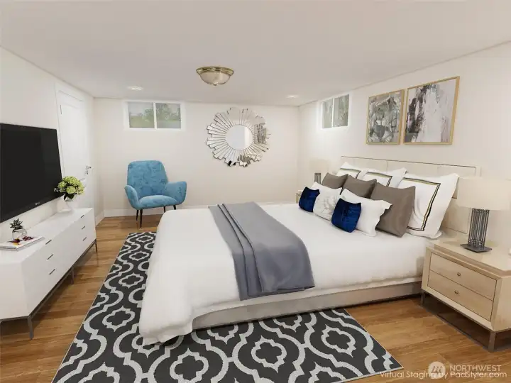 This is a virtual remodel of the workshop showing it as a bedroom.