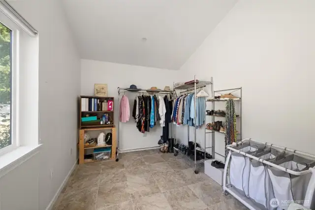 Extra large closet in the first floor primary bedroom.