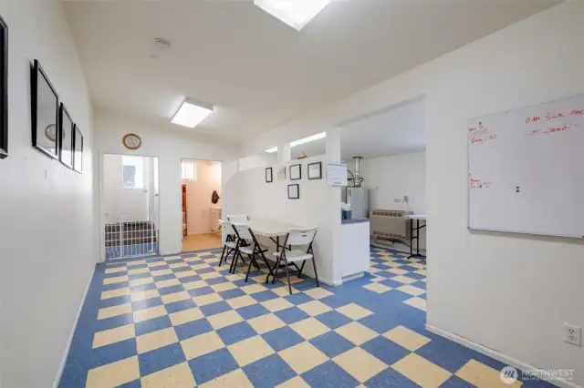View of "office" space and bathroom in Admin/Boarding building.