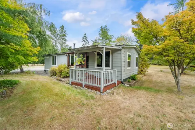 Front of home with deck