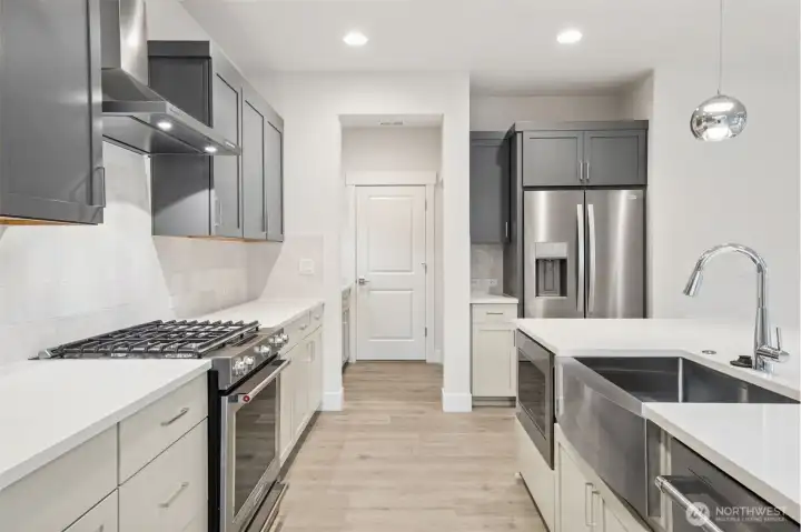 Kitchen with butler pantry.