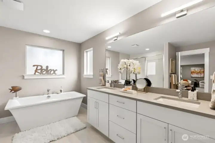 Primary bathroom-photos from model home