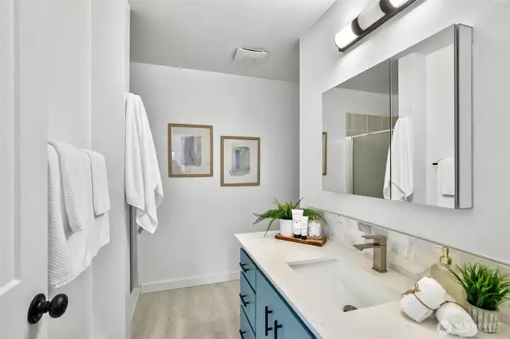 Fresh, Bright And Beautifully Updated. Sleek Vanity, Modern Fixtures And A Crisp, Clean Design Creates A Spa Like Feeling.