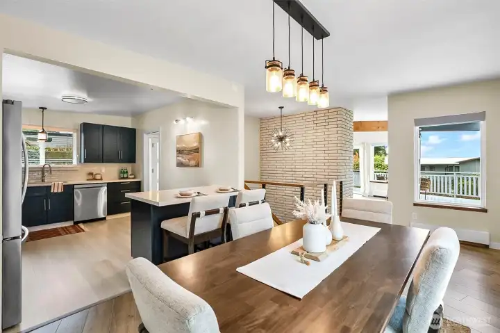 Style and Function Come Together In This Open Concept Dining and Kitchen Space.