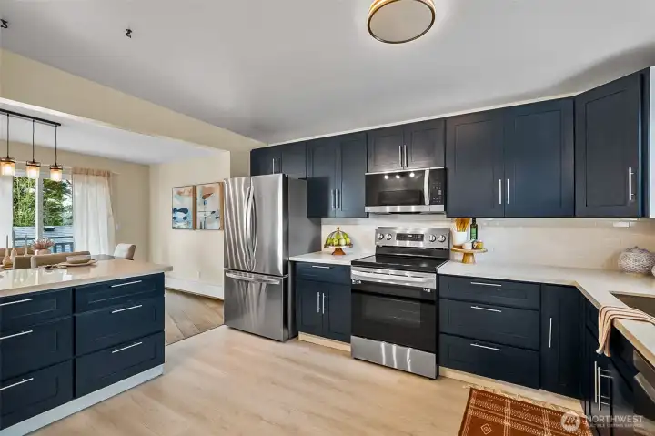 Lots Of Storage And Large Island adds Extra Prep Space And Seating.