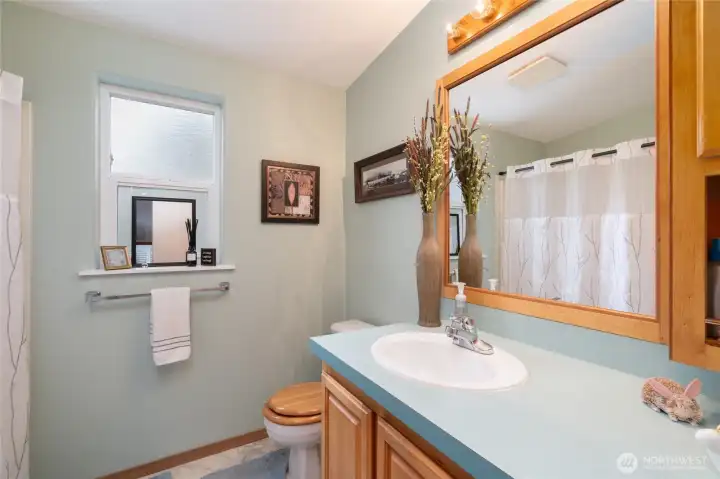 Pretty Full bath that is off the Living Room for guests!
