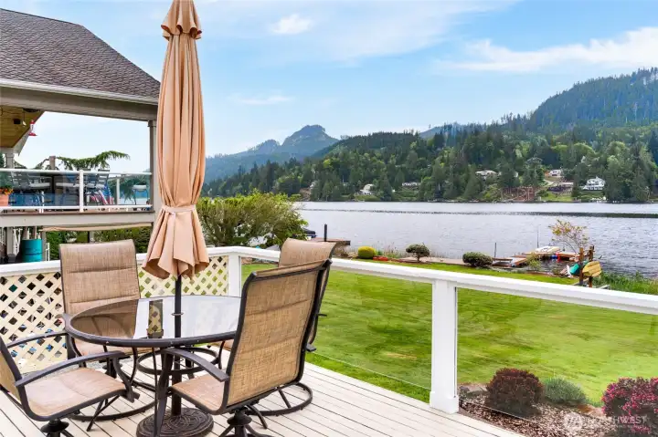 Glass wind break so it doesn't interfere with the view of the yard and lake view.