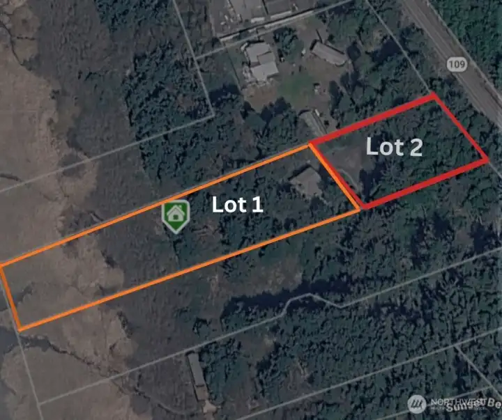 Estimated Lot Lines for the two individual lots with public sewer and water.