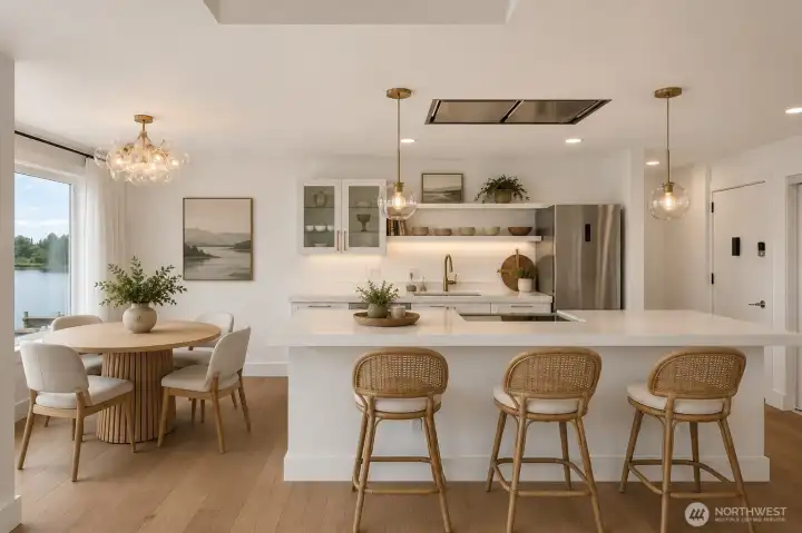 Virtually staged kitchen. Virtually staged kitchen.