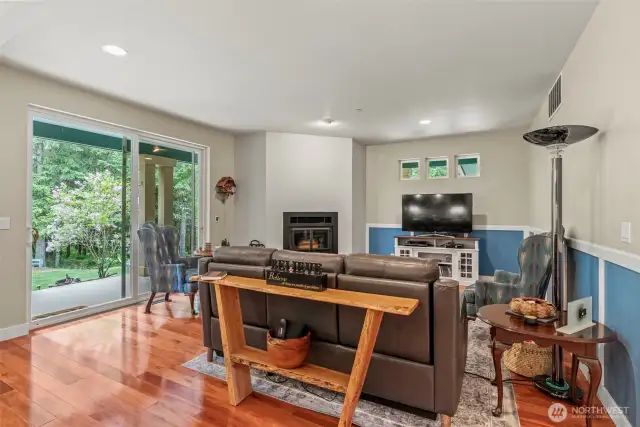 Great room with slider to entertainers deck
