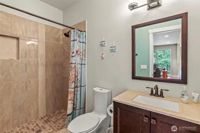 Guest bath walk in tile shower