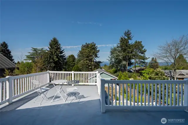 The view is even better from the upper deck, accessed through the primary bedroom